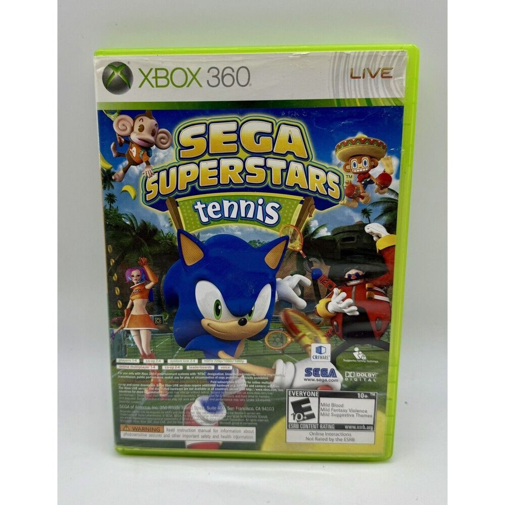 SEGA Superstars Tennis Xbox 360 Game‎ Case & Manual NO Compilation Disc